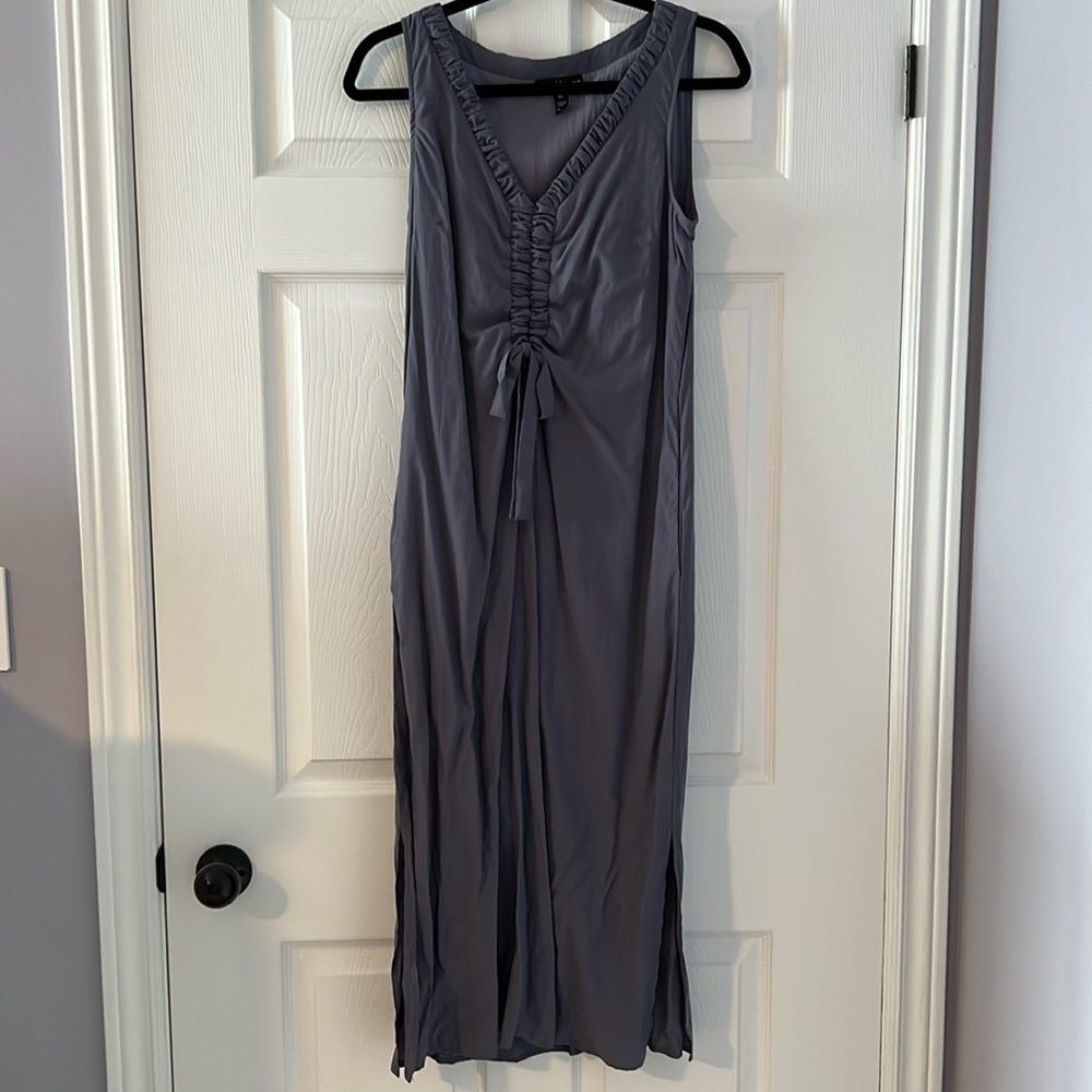 Tribal, boho style maxi dress in grey/blue